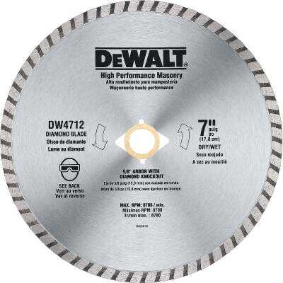 DEWALT High Performance 7 In. Turbo Rim Dry/Wet Cut Diamond Blade